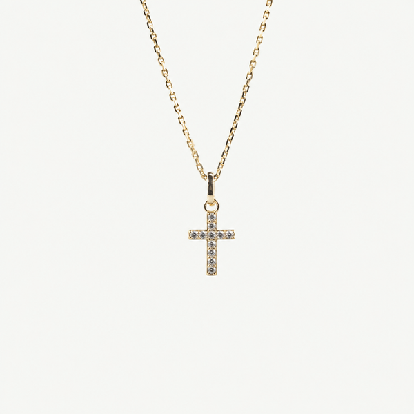 Tiny Pave Cross Necklace