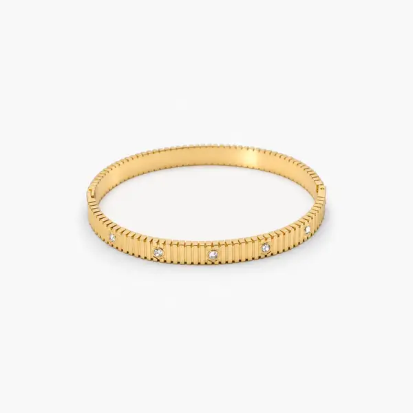 Ribbed Crystal Bangle Bracelet