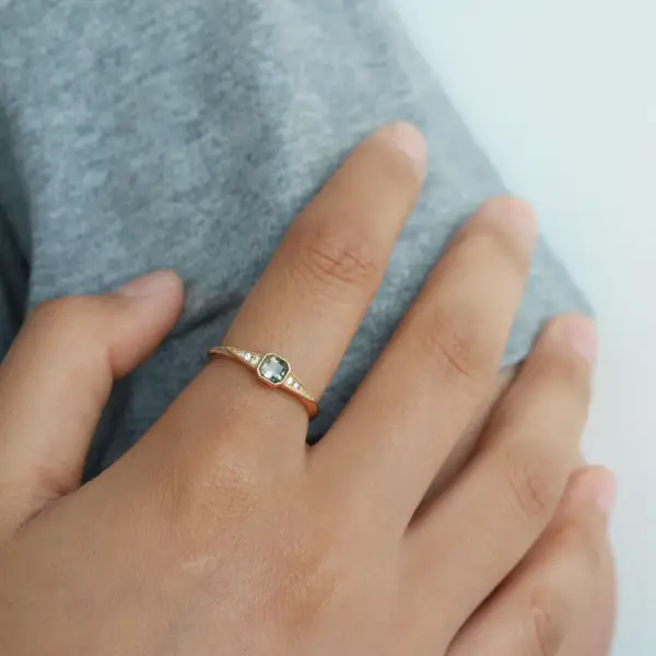 Vintage Gold Plated Aquatic Agate Ring, photo 3