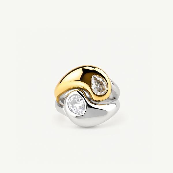 Two-Tone Pear Ring