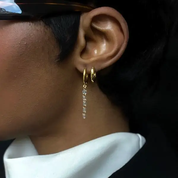 Crystal Drop Hoop Earrings