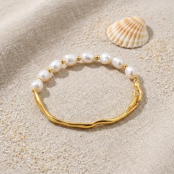 Half Pearl Gold Bracelet, photo 4