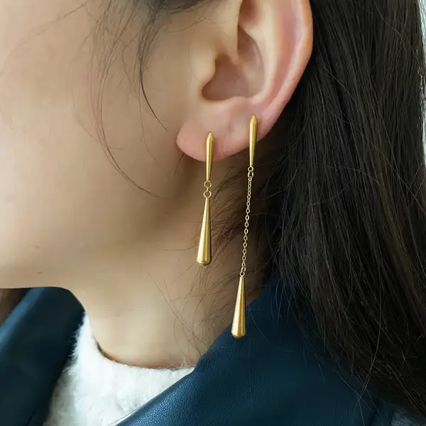 Gold Teardrop Dangle Earrings, photo 2