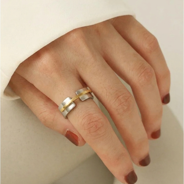 Two Tone Gold & Silver Band Ring, photo 2