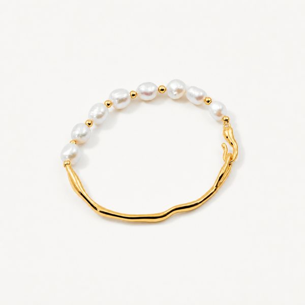 Half Pearl Gold Bracelet
