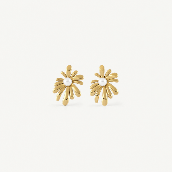 Sunburst Pearl Stud Earrings