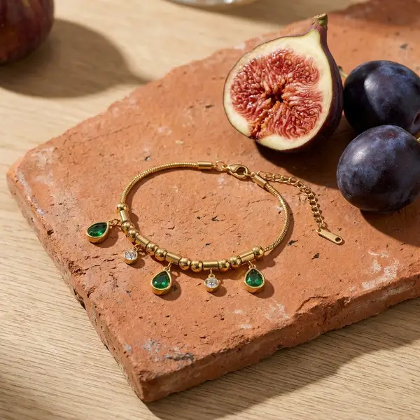 Emerald Teardrop Charm Bracelet, photo 4