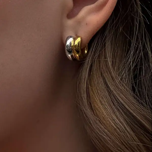 Two Tone Small Hoop Earrings, photo 2