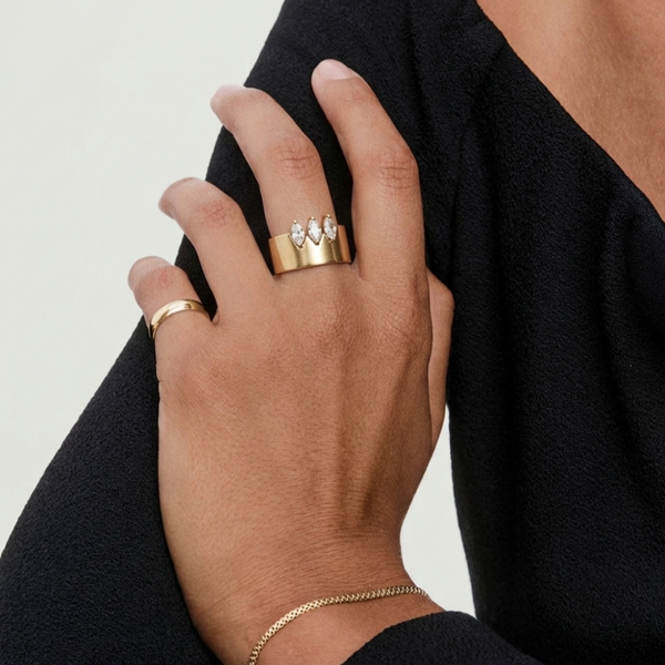 Triple Marquise CZ Band Ring, photo 2