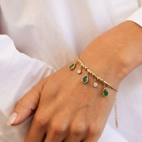 Emerald Teardrop Charm Bracelet, photo 2