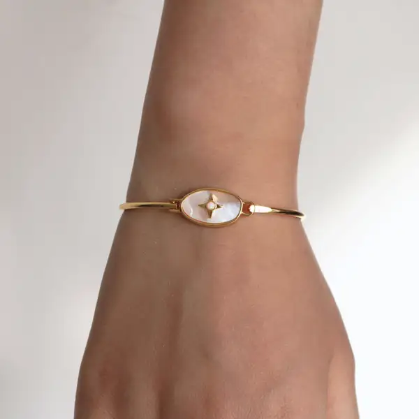 Gold Plated Vintage Celestial Bracelet with Pearl & Opal, photo 4