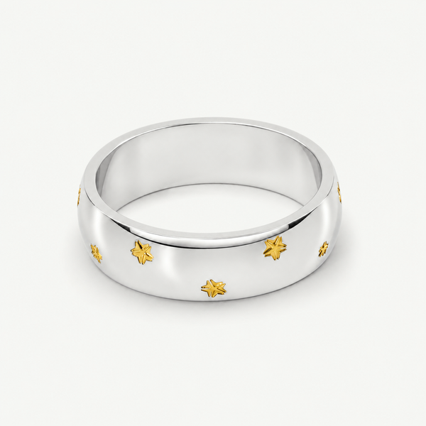 Silver Starburst Band Ring
