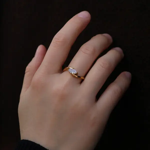Hypoallergenic Waterproof Bypass Marquise Ring, photo 2