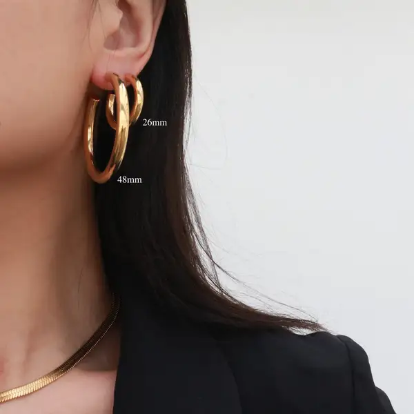 Faith Chunky Large Hoops 48mm Gold Earrings, photo 3
