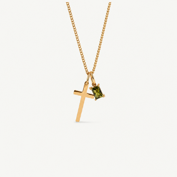 Personalized Cross & Birthstone Necklace