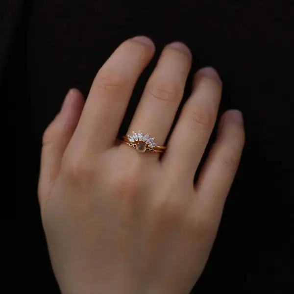 Labradorite Ring + Contour Gemstone Band, photo 2