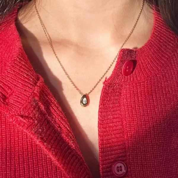 Pear Bezel Teardrop Necklace, photo 4