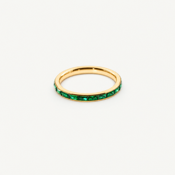 Emerald Slim Band Ring
