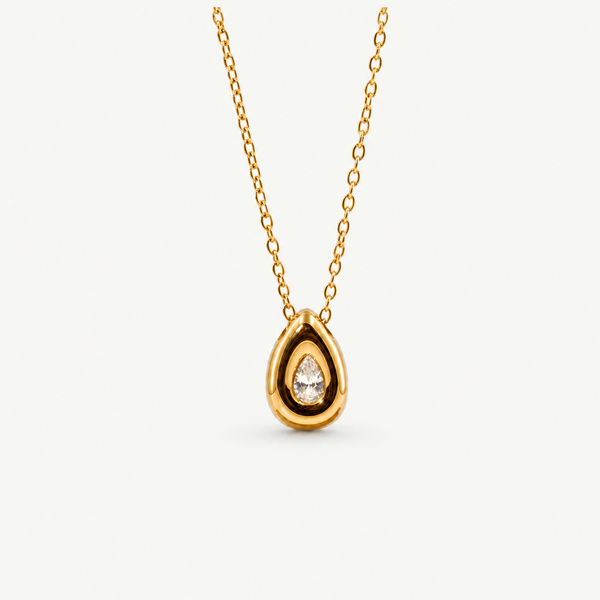 Pear Bezel Teardrop Necklace