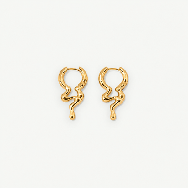 Gold Dripping Hoop Earrings
