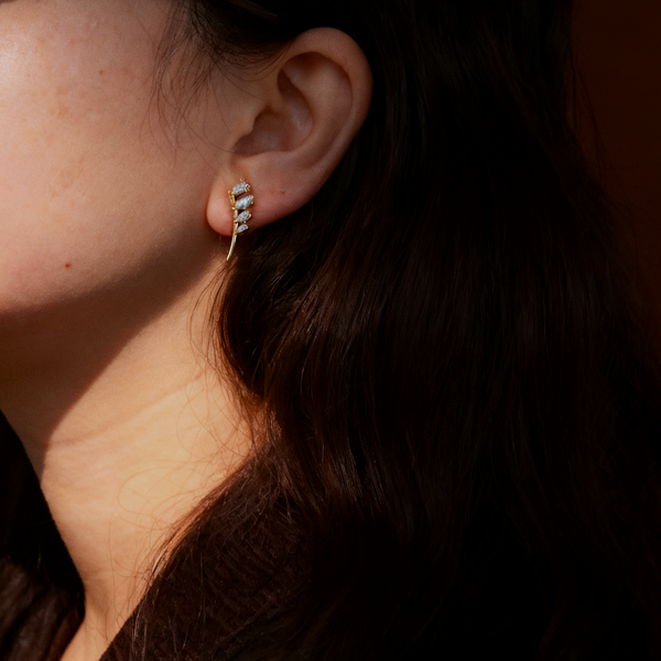 Gold Marquise Cluster Ear Climbers, photo 5