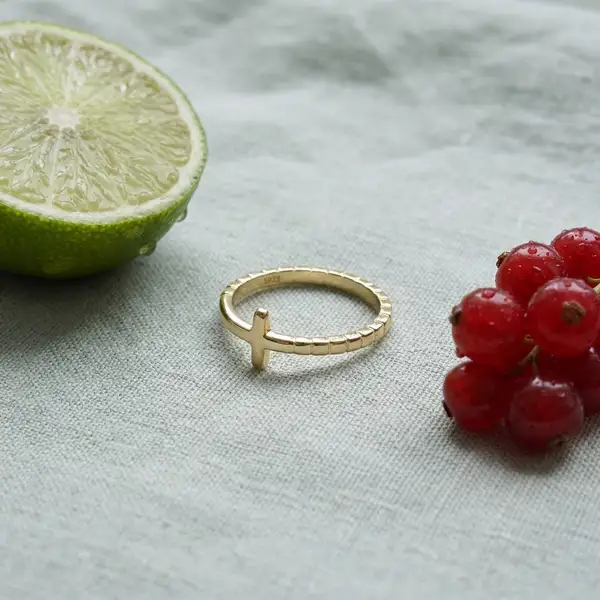 Gold Plated Cross Ring in Stainless Steel, photo 3