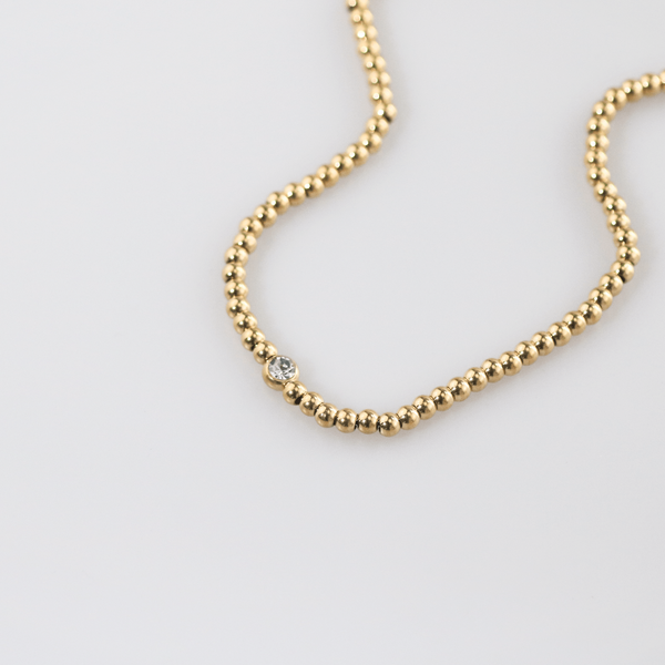 Dainty Solitaire Beaded Necklace, photo 2