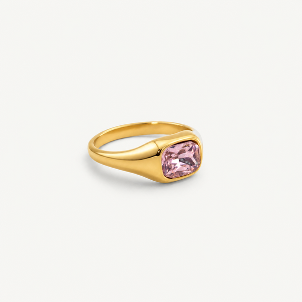 Pink Emerald Cut Ring