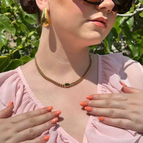 Emerald Gem Curb Chain Necklace, photo 6