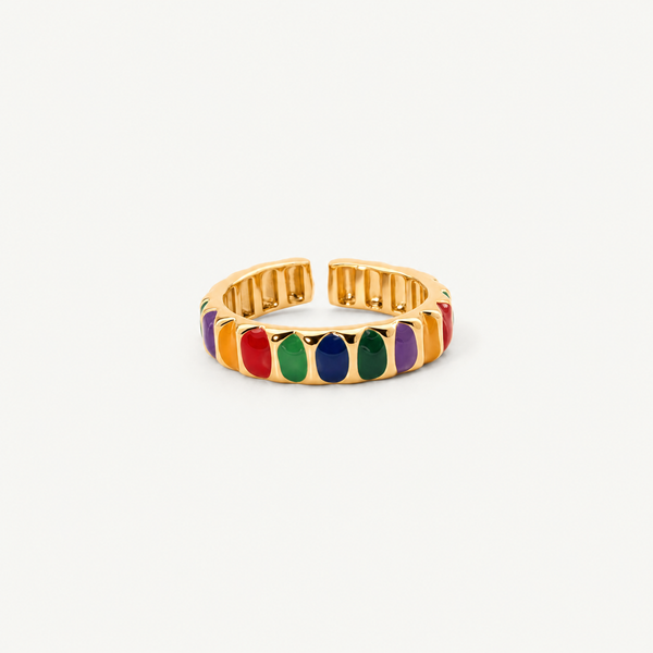 Adjustable Rainbow Gold Plated Ring