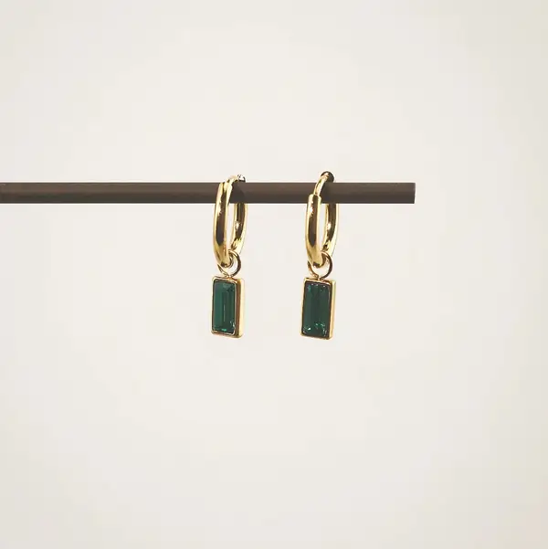 Green Sparkle Hoop Earrings, photo 2