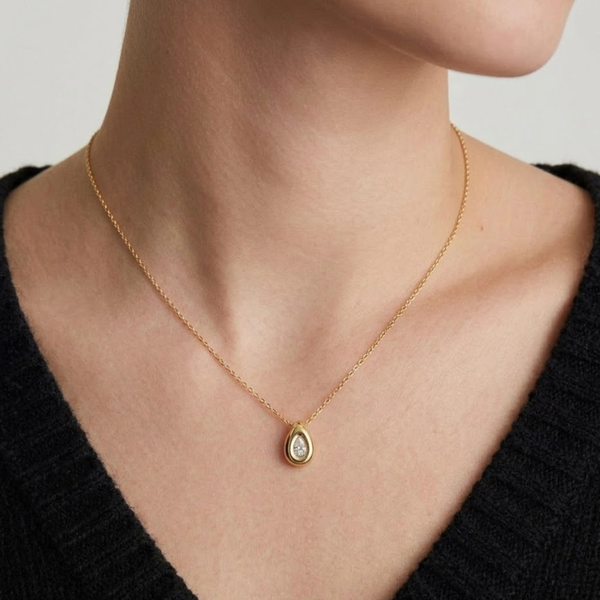 Pear Bezel Teardrop Necklace, photo 3