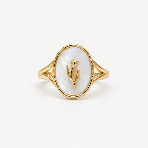 18k Gold Plated Rose Signet Ring